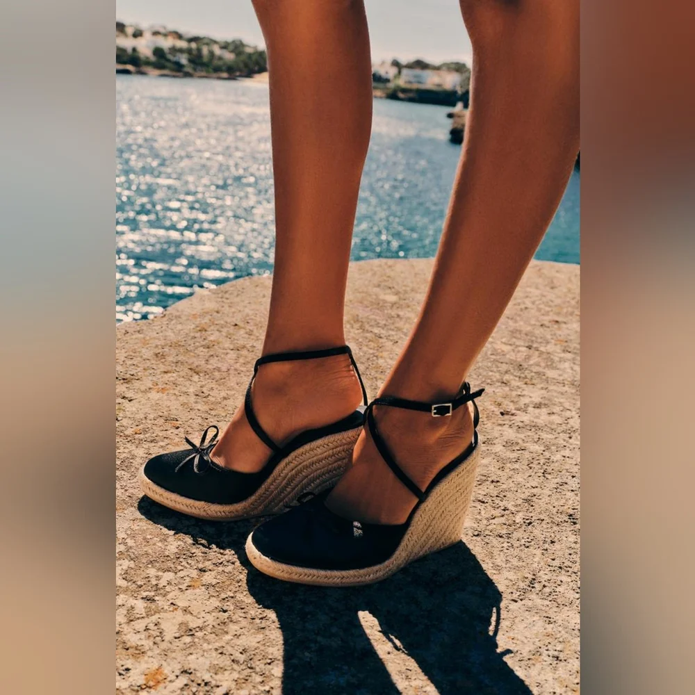 Zara Satin Effect Wedge Sandals
